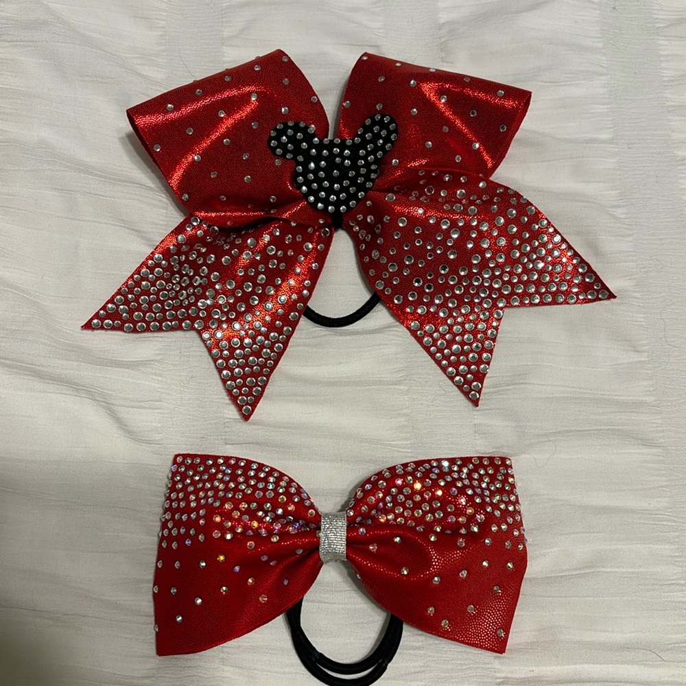 Minnie & Mickey Mouse theme red and silver sequin bows- 2 pack